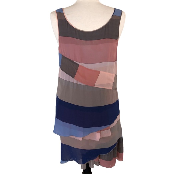 Chris Benz x Anthropologie 100% Silk Striped Dress Asymmetrical - Picture 7 of 13